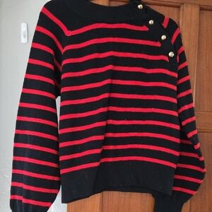 Who What Wear Navy and Red Striped Sweater